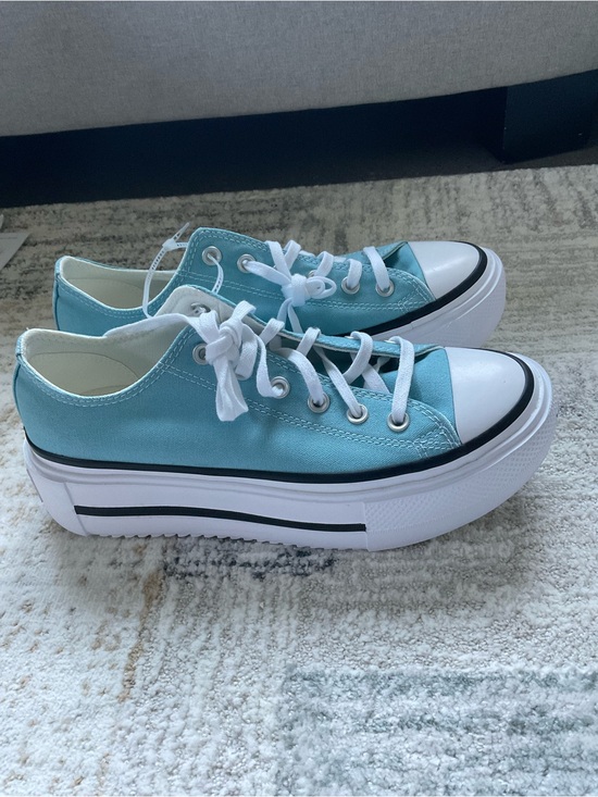Converse Shoes - Converse Low Top Platform Sneakers in Light Teal and White